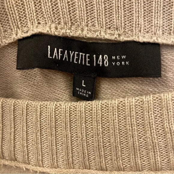 LAFAYETTE 148 Beige Long Sleeve Jersey Knit Sweater Dress Size Large - Picture 4 of 7